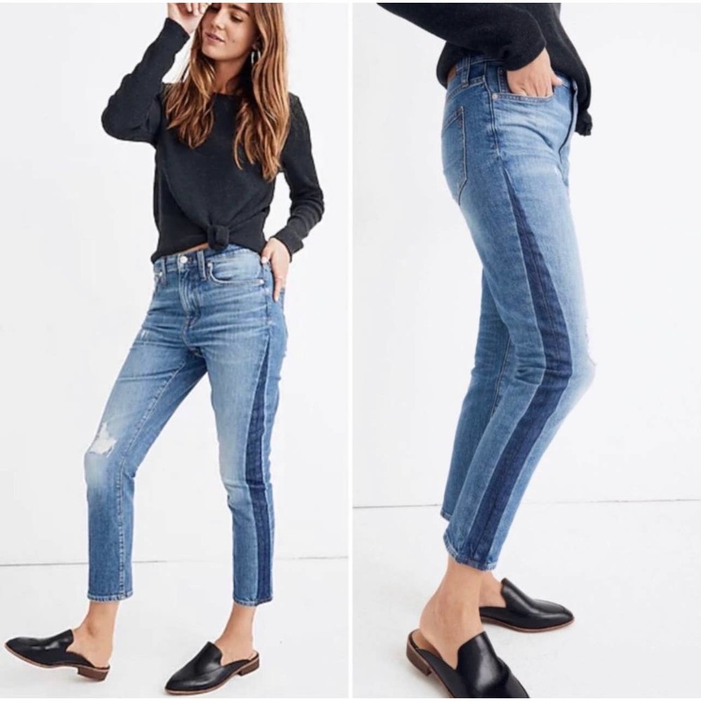 MADEWELL Two Tone High-Rise Slim Boy Jean Size 28 - Picture 2 of 16
